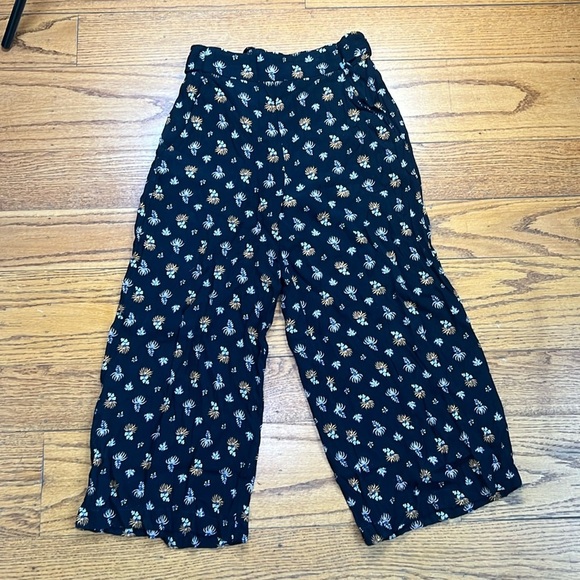 Wilfred Navy Blue Boho Flower High Rise Coastal Cropped Flare Pants QQQ - Picture 1 of 3